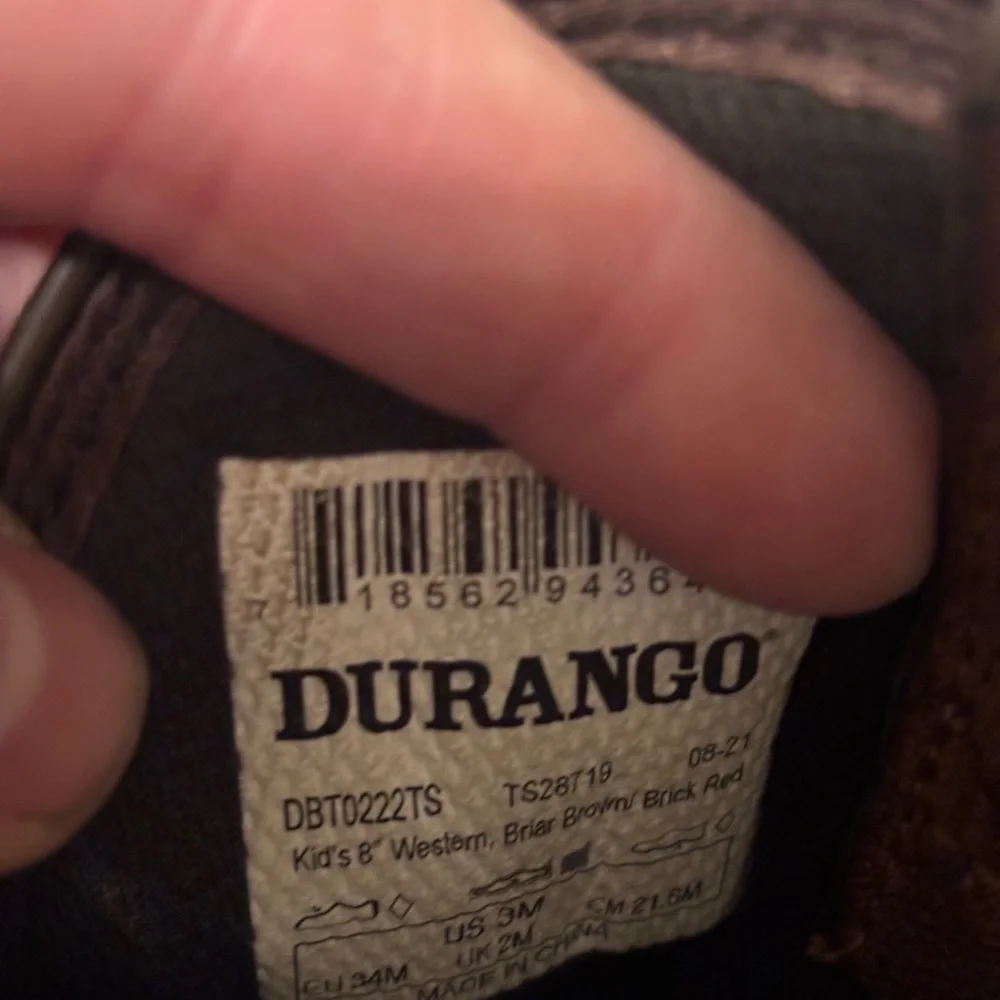 Durango kids 8in Brown and Red Western Boots size 3